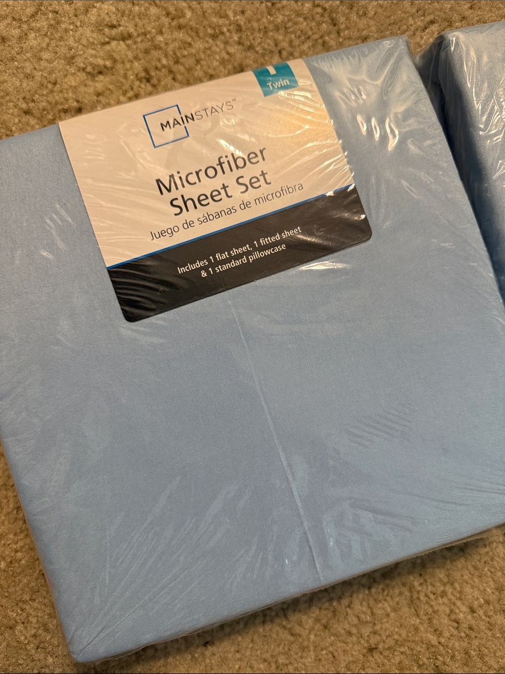 Mainstays Light Blue Microfiber Twin Sheet Set